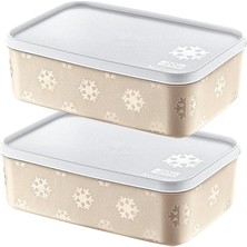 2'li Set No Frost Saklama Kabı Latte 1600 ml