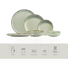 Porselen Moderna 12 Parça 4 Kişilik Yemek Seti Yeşil