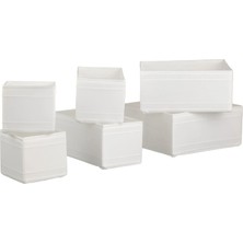 IKEA 6 Parça Saklama Kutusu 6'lı Set Çekmece Dolap Içi Düzenleme Kutusu Organizer Beyaz Renk Polyester