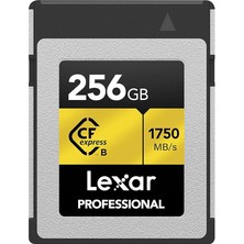 256GB Profesyonel Cfexpress Tip B Hafıza Kartı Gold Serisi, 1750MB/S'YE Kadar Okuma, Ham 8k Video Kaydı, Pcıe 3.0 ve Nvme'yi Destekler (LCXEXPR256G-RNENG)