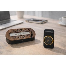 Kişiye Özel Çakmak Şık ve Modern Saatli Dokulu Siyah Asil No 1053