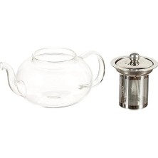 Cam Bitki Çayı Demliği 600 ml - Çelik Süzgeçli Demlik