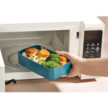 Mega Boy 2 Katlı Yemek Saklama Kabı 2 Litre - Kendinden Çatal Kaşık Servisli Lunch Box Set (Yeşil)