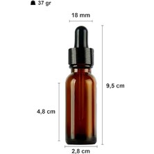 20 ml Metal Kapaklı Damlalık Dropper Şişesi Serum 20 cc Cam Şişe 6 Adet (Siyah Kapak, Amber/kahverengi)