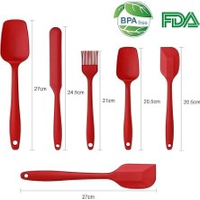 Silikon Mutfak Yardımcısı, 6 Adet Silikon Spatula, Çorba Kaşığı, Fırın Fırçası, Spatula, Isıya Dayanıklı ve Yapışmaz, Paslanmaz Çelik ve Dikişsiz Tek Parça Tasarım Siyah-Gri-Kırmızı (Gri)