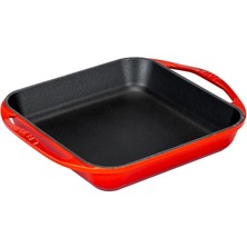 Döküm Kızartma Tavası, Kare, 26X26 Cm, Kırmızı