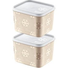 2'li Set No Frost Saklama Kabı Latte 1250 ml