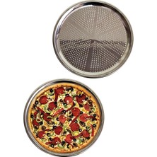 Home Paslanmaz Çelik Pizza Tepsisi,delikli Lahmacun ve Pizza Tavası,fırın Tepisisi (36 Cm)