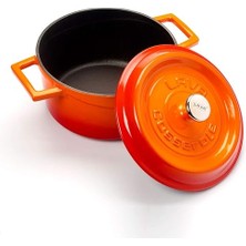 Metal Döküm Yuvarlak Tencere, 20 Cm, Turuncu