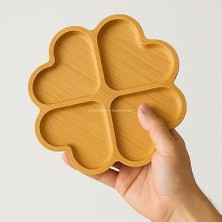 Bambu Sunum Tabağı Çerezlik Doğal Ahşap Şık ve Dayanıklı Sunumluk (Yonca)