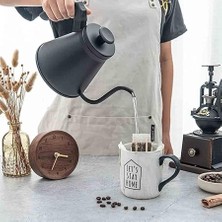 Barista Kahve Gooseneck Kettle - Çelik Kahve Demleme Dripper Kettle - Indüksiyonlu - Paslanmaz Çelik - Siyah, Slim - 1200 ml