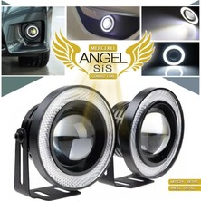 Han Mercekli Angel LED Halkalı Sis Far Gövde Su Geçirmez Angel Beyaz 76 mm
