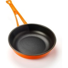 Metal Döküm Kızartma Tavası, Metal Saplı, 24 Cm, Turuncu