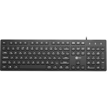 KB102 Sayısal Tuş Takımına Sahip, Sıvı Dökülmelerine Dayanıklı 355 gr Ayarlanabilir Yükseklik 42.9 x 12.8 x 2 cm Win, Mac, Linux ile Uyumlu USB Kablolu Türkçe Q Klavye Siyah