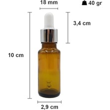 Amber 20 ml Metal Gümüş Sızdırmaz Kapaklı Dropper Damlalık Cam Şişe 42 Adet