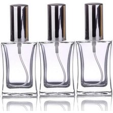 3 Adet 50 ml Cam Yeniden Doldurulabilir Sprey Kolonya Boş Parfüm Şişesi Gümüş Renk Kapaklı