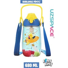 Pipetli 680 ml Boyun Askılı Tritan Çocuk Su Matarası -Kutulu- FFUZ2202680
