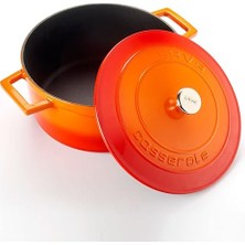 Metal Döküm Yuvarlak Tencere, 24 Cm, Turuncu