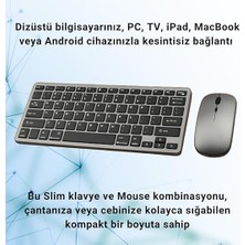 Mobile Premium Slim Süper Sessiz Klavye ve Mouse Seti, Telefon, Tablet, Pc, Tv Uyumlu Klavye Seti