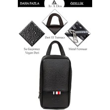 A Dos Erkek Siyah Vegan Deri Tıraş Seyahat Kozmetik Portföy Bakım El Çanta Günlük