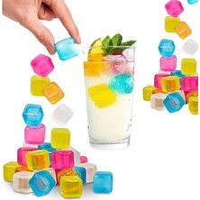 Home 24 Adet Su Dolu Renkli Buz Küpleri Kokteyl Meşrubat Çok Amaçlı Buz Buzluk Küpler Renkli Küp