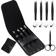 5 Adet Profesyonel Paslanmaz Çelik Deri Çantalı Cımbız Seti