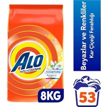 ALO 8 kg Kar Çiçeği Ferahlığı Beyazlar ve Renkliler Hızlı Çözülme Toz Deterjan Türkiye Menşeli