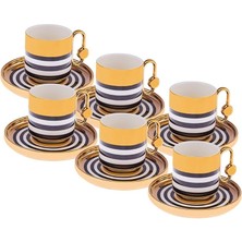 Istanbul Porselen Hare 6 Kişilik Kahve Fincan Takımı 90 ml