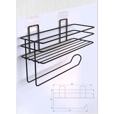 Home Yapışkanlı Metal Raf – Kağıt Havlu Askılı Duvar Tipi Baharatlık ve Şampuanlık, Banyo ve Mutfak Için Uygun, Delmeden Yapıştırmalı Metal Askılı Organizer Raf
