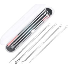 Nokta Akne Temizleyici 4'lü Kutulu Paslanmaz Komedon Gümüş Komedon Seti Sivilce Siyah Nokta Çıkarıcı Kaliteli