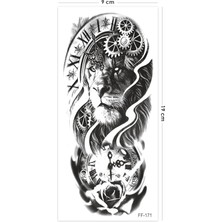 Aslan Dövmesi, Saat Figürlü Geçici Dövme, Tattoo, Erkek Geçici Dövme, Kol Dövmesi, Vücut Dövmesi, Su Transferli Modern Dövmeler