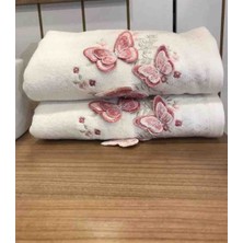 Özdilek Mariposa Nakışlı Kelebek El-Yüz Havlusu (2'li Krem) 50X90 cm