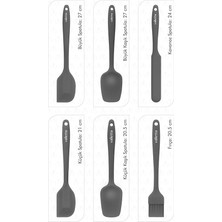 Drongo Isıya Dayanıklı Yanmaz Yapışmaz Silikon Spatula Seti 6 Parça Gri