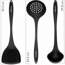 Navas Isıya Dayanıklı Yanmaz Yapışmaz 3 Parça Silikon Servis Pişirme Seti Siyah