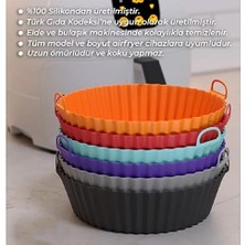 Airfryer Silikon Pişirme Kabı 20X5 cm Bpa Içermez Airfryer Pişirme Kağıdı, Yapışmaz Kolay Temizlenir, Silikon Pişirme Kalıbı (Mor)