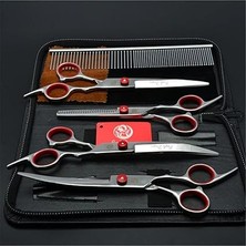 Dragon Profesyonel 7.0 Inch-18 cm Berber Kuaför Makas Seti 440C Paslanmaz Japon Çeliği Metal 5 Li Set