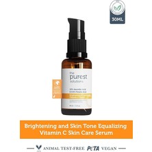 Purest Solutions, C Vitamini Aydınlatıcı ve Cilt Tonu Eşitleyici Cilt Bakım Serumu 30 ml (%10 Ascorbic Acid & Ferulic Acid%0,5)