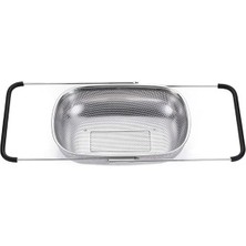 Ayarlanabilir Paslanmaz Çelik Süzgeç 24 x 34 Cm, Lavabo Üzeri Çok Amaçlı Mutfak Süzgeci, Sebze & Meyve Yıkama, Bulaşık Kurutma, Pirinç ve Makarna Süzme