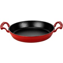 Döküm Yuvarlak Sahan Döküm Demir Yekpare Çift Kulplu ÇAP(Ø)24CM. Kırmızı