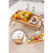 Home Katlanır Ayaklı Bambu Yatak Tepsisi – Ahşap Laptop Standı, Kitap Okuma ve Çalışma Rahlesi, Kahvaltı ve Servis Sunum Tepsisi, Katlanabilir Piknik Tepsisi