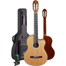 X50-EQ-AMP Profesyonel Masif Ağaç Amfili Elektro Klasik Gitar Seti Üst Segment