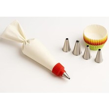 Store Krema Sıkma Torbası Seti (9 Çelik Uç + 100'LÜ Renkli Muffin Kağıdı) – Pasta Süsleme ve Cupcake Yapımı Için Pratik Set