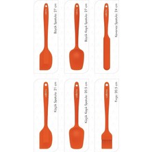 Drongo Isıya Dayanıklı Yanmaz Yapışmaz Silikon Spatula Seti 6 Parça Turuncu