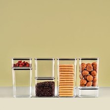 Home Şeffaf Mika Sızdırmaz Vakumlu Erzak Kabı, Dikdörtgen, Bakliyat ve Kuruyemiş Saklama Kabı, Gıda Tazeliğini Koruyan Dayanıklı Mutfak Aksesuarı (2800 Ml)