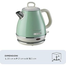 Vintage Elektrikli Su Isıtıcı 1 Litre Yeşil 2868/04 - Paslanmaz Çelik, Retro Kettle, 1630 Watt, Otomatik Kapanma, Kablosuz 360° Duylu