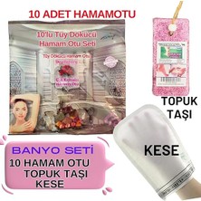 10 Adet Hamam Otu Toz Tüy Dökücü Seti + Hamam Kesesi ve Topuk Taşı ile Banyo Keyfi