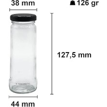 105 ml Metal Siyah Kapaklı Tuzluk Şeffaf Cam Kavanoz 10 Adet