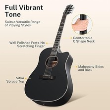Dag-1cb Cutaway Akustik Gitar Seti (Siyah)