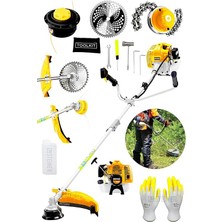 Alman 16 Hp Tam Profesyonel Yan Tipi Benzinli Tırpan Ot Çalı Çim Biçme Makinesi Sarı + Canavar Başlık