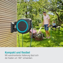 Duvar Hortum Kutusu Rollup Xl (Turkuaz) 35 M: Büyük Bahçeler Için Esnek Sulama, Döner Hortum Kutusu, Dahil. 35 M Gardena Kalite Hortum ve Montaj Yardımcısı (18630-20)